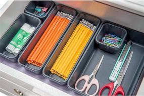 img 1 attached to Bakery Supply: 36-Piece Plastic Interlocking Desk Drawer Organizer Tray Set - Multipurpose Storage 📦 Containers for Office, Kitchen, Cabinet, Vanity - Dividers and Organizers for Drawers in 4 Sizes