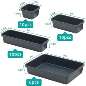 img 3 attached to Bakery Supply: 36-Piece Plastic Interlocking Desk Drawer Organizer Tray Set - Multipurpose Storage 📦 Containers for Office, Kitchen, Cabinet, Vanity - Dividers and Organizers for Drawers in 4 Sizes