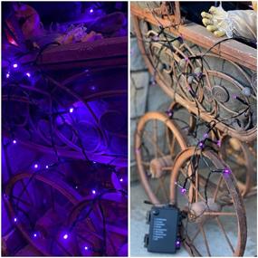 img 2 attached to 🎃 Spooky Delight: DecoBrite Orange 26ft LED Halloween String Lights - Battery Operated, 8 Modes, 100 Micro Orange Bulbs for Indoor/Outdoor Decor!