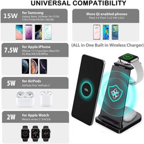 img 1 attached to 🔌 Foldable 3 in 1 Wireless Charging Station Stand - Qi Standard Fast Charger for Apple Watch SE/6/5/4/3/2, Airpods Pro, iPhone 13/13 Pro/13 Pro Max/12/12 Pro Max/11/X/8 (with Adapter)