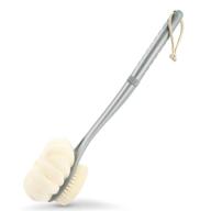 🚿 shower body brush with long handle and soft bristles for skin exfoliating bath & massage - grey logo