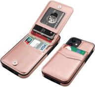 stylish rose gold iphone 12 mini case wallet: kihuwey premium leather cover with credit card holder & kickstand - heavy duty protection for 5.4 inch mini logo