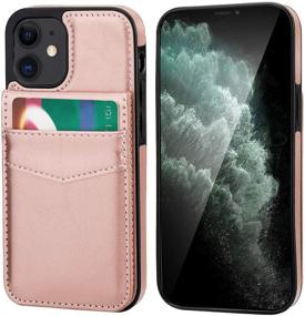 img 2 attached to Stylish Rose Gold iPhone 12 Mini Case Wallet: KIHUWEY Premium Leather Cover with Credit Card Holder & Kickstand - Heavy Duty Protection for 5.4 Inch Mini