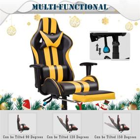 img 1 attached to 🎮 Ferghana Racing Yellow Gaming Chair: E-Sports, Office, PC Gaming Chair with Height Adjustment, Lumbar Support, Headrest, and Retractable Footrest