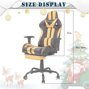 img 2 attached to 🎮 Ferghana Racing Yellow Gaming Chair: E-Sports, Office, PC Gaming Chair with Height Adjustment, Lumbar Support, Headrest, and Retractable Footrest