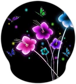 img 4 attached to RICHEN Memory Foam Mouse Pad with Wrist Support and Ergonomic Rest, Non-Slip Rubber Base for Computer Laptop & Mac, Lightweight Cushion for Home, Office & Travel - Beautiful Flowers