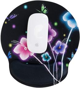 img 3 attached to RICHEN Memory Foam Mouse Pad with Wrist Support and Ergonomic Rest, Non-Slip Rubber Base for Computer Laptop & Mac, Lightweight Cushion for Home, Office & Travel - Beautiful Flowers