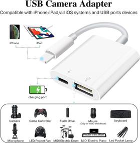 img 3 attached to 📷 Portable USB Camera Adapter with Charging Port and OTG Support for iPhone, iPad - Plug and Play, Compatible with Card Reader