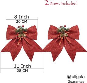 img 1 attached to 🎀 allgala Christmas Decorative Bows for Wreath Garland Treetopper Christmas Tree, Large Size (11" Red, Pack of 2)-XBW93021