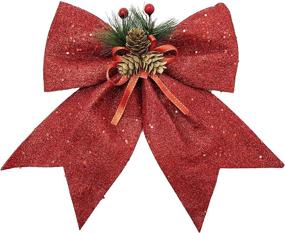 img 2 attached to 🎀 allgala Christmas Decorative Bows for Wreath Garland Treetopper Christmas Tree, Large Size (11" Red, Pack of 2)-XBW93021