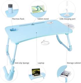 img 3 attached to 🛏️ Multi-functional Bed Table for Laptop with Cup Holder, Storage Drawer, USB Charging Port, USB Light Fan - Ideal for Eating, Laptops, Reading, and Watching Movies on Bed