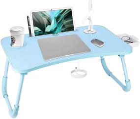 img 4 attached to 🛏️ Multi-functional Bed Table for Laptop with Cup Holder, Storage Drawer, USB Charging Port, USB Light Fan - Ideal for Eating, Laptops, Reading, and Watching Movies on Bed