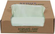 🛍️ envision e3039e11 ecosafe-6400 compostable bags, 30x39, 30 gallon capacity, 1.10 mil thickness, green (pack of 48) - stout logo