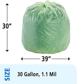 img 3 attached to 🛍️ Envision E3039E11 EcoSafe-6400 Compostable Bags, 30x39, 30 Gallon Capacity, 1.10 Mil Thickness, Green (Pack of 48) - STOUT