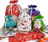 🎅 relyone 30 pcs christmas drawstring bags | assorted christmas wrapping goodie bags | christmas party supplies | large, medium, small sizes logo