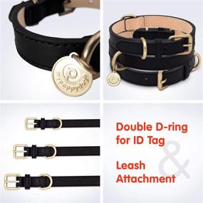 img 2 attached to 🐶 mypappydog Genuine Leather Dog Collar - Ideal for Small to Medium Dogs and Puppies with Double D-Ring for ID Tag and Leash - Soft, Comfortable, and Durable Collars - Available in 3 Sizes and 3 Stylish Designs - Use the Sizing Chart for Accurate Measurement