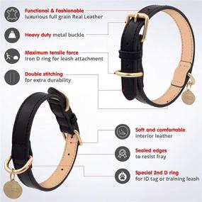 img 3 attached to 🐶 mypappydog Genuine Leather Dog Collar - Ideal for Small to Medium Dogs and Puppies with Double D-Ring for ID Tag and Leash - Soft, Comfortable, and Durable Collars - Available in 3 Sizes and 3 Stylish Designs - Use the Sizing Chart for Accurate Measurement