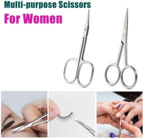 img 1 attached to 🔪 BEZOX Small Scissors Set for Precision Grooming - Nail Cuticle Scissors/ Manicure Scissors Kit - Straight and Curved Blade Scissor for Beard, Mustache, Nose, Ear Hair and More