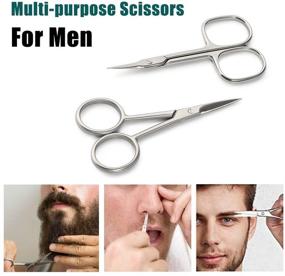 img 2 attached to 🔪 BEZOX Small Scissors Set for Precision Grooming - Nail Cuticle Scissors/ Manicure Scissors Kit - Straight and Curved Blade Scissor for Beard, Mustache, Nose, Ear Hair and More