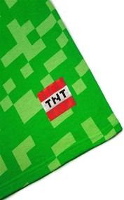 img 1 attached to 👦 Boys Minecraft Costume Set: Black TNT Shorts with Minecraft Logo on Green Hooded T-Shirt