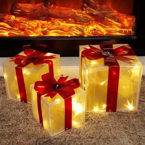 img 1 attached to 🎁 Twinkle Star Set of 3 Christmas Lighted Gift Boxes: Festive Yard Decorations for Holiday Parties