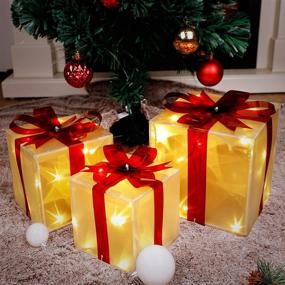 img 4 attached to 🎁 Twinkle Star Set of 3 Christmas Lighted Gift Boxes: Festive Yard Decorations for Holiday Parties