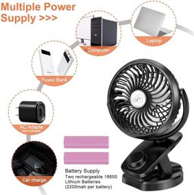 img 3 attached to 🔋 Portable Battery Operated Stroller Fan: Powerful Clip-on Table Fan with 40+ Hours Runtime, 360° Rotation, and Power Bank Function - Perfect for Outdoor Sports Activities