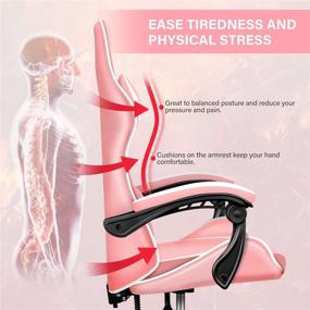 img 2 attached to YSSOA Pink/White Swivel Recliner Racing Office Computer Ergonomic Video Game Chair - Backrest and Seat Height Adjustable