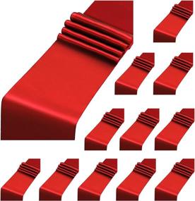 img 4 attached to 🎉 12-Pack Red Satin Table Runner, 12 x 108 Inch, Perfect for Weddings, Banquets, Graduations, Birthdays - ANECO Long Satin Silk Table Runner for Party Decorations