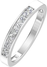 img 4 attached to Dazzling 1/4ctw Diamond Channel Wedding Band - 10k White or Yellow Gold