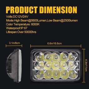 img 3 attached to 🚛 Пара прожекторов 4x6 LED - прямоугольный дальний / ближний свет, замена гнезда H4 - совместим с грузовиками Peterbilt, Kenworth, фургонами Ford и другими