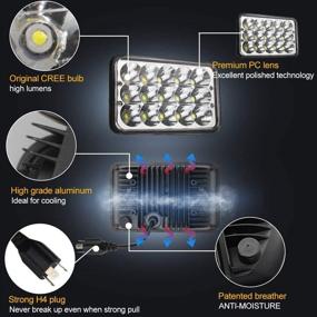 img 1 attached to 🚛 Пара прожекторов 4x6 LED - прямоугольный дальний / ближний свет, замена гнезда H4 - совместим с грузовиками Peterbilt, Kenworth, фургонами Ford и другими
