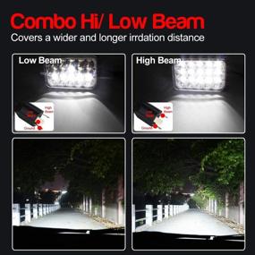 img 2 attached to 🚛 Пара прожекторов 4x6 LED - прямоугольный дальний / ближний свет, замена гнезда H4 - совместим с грузовиками Peterbilt, Kenworth, фургонами Ford и другими