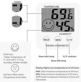 img 3 attached to 🌡️ SoeKoa Digital Thermometer and Indoor Hygrometer - Humidity Meter with Room Temperature Monitor, Large LCD Display, Max/Min Records, for Home, Car, Office - White