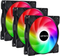 enhanced performance and style: uphere long life 120mm 3-pin high airflow quiet edition dynamic rainbow led case fan - perfect for pc cases, cpu coolers, and radiators - 3-pack (sr12-cf3-3-us) logo