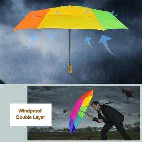 img 1 attached to LEAGERA Rainbow Fashion Umbrella for Rainy Days
