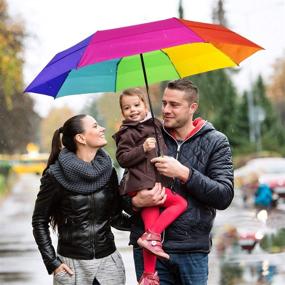 img 3 attached to LEAGERA Rainbow Fashion Umbrella for Rainy Days