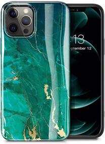 img 4 attached to 📱 GVIEWIN iPhone 12 Pro Max Case 6.7 Inch 2020 - Marble Ultra Slim Glossy Soft TPU Rubber Shockproof Cover, Stylish & Flexible, Green/Gold