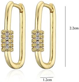 img 2 attached to 18K Gold Plated Rectangle Small Hoop Earrings for Women Teen Girls - Hypoallergenic CZ Geometric U Shaped Huggie Hoops - Sparkly Cartilage Piercing Earring Minimalist Jewelry for Birthday, Anniversary, Bff