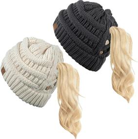 img 4 attached to Criss Cross Womens Beanie Ponytail Outdoor Recreation in Hiking & Outdoor Recreation Clothing