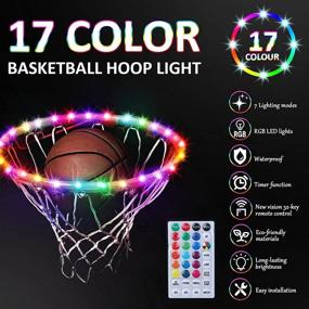 img 3 attached to 🏀 Enhance Your Outdoor Basketball Game with Rope Lights LED Basketball Hoop Light: Remote Control, Waterproof, 17 Colors, 7 Lighting Modes - Perfect Goal Accessory for Kids and Adults