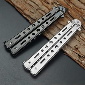 img 1 attached to 🦋 Unsharpened Butterfly Knife Set - 2 Pack Practice Knives for Martial Arts Training, CSGO Inspired Steel Metal Folding Tool - Ideal for Men, Boys, and Kids