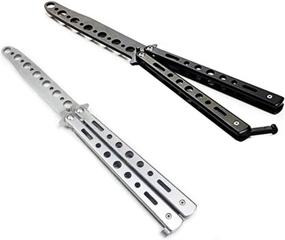 img 4 attached to 🦋 Unsharpened Butterfly Knife Set - 2 Pack Practice Knives for Martial Arts Training, CSGO Inspired Steel Metal Folding Tool - Ideal for Men, Boys, and Kids