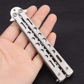 img 2 attached to 🦋 Unsharpened Butterfly Knife Set - 2 Pack Practice Knives for Martial Arts Training, CSGO Inspired Steel Metal Folding Tool - Ideal for Men, Boys, and Kids