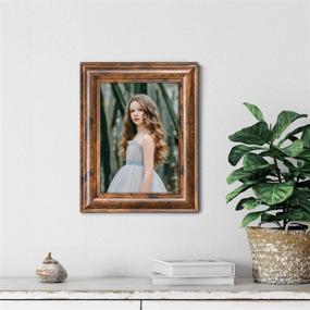 img 1 attached to 🖼️ Rustic Brown Wood Pattern Photo Frames - Set of 4, 5x7 Picture Frames for Tabletop or Wall Mounting - Q.Hou QH002-MD5X7-RB