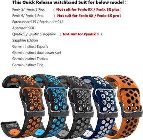 img 2 attached to 🌈 Fenix 6 Pro/Fenix 5 Plus Wristband: Quick Release Silicone Strap Bands for Garmin Fenix 5 Plus/Fenix 6 Pro/Forerunner 935/945/Instinct Smartwatch