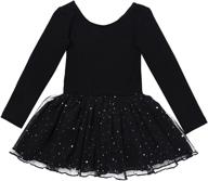 👗 chictry girls kids classic long sleeve party leotard: sparkling sequins & enchanting tulle skirted ballet dress логотип