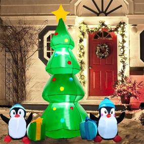 img 3 attached to 🎄 7Ft Green Christmas Tree Inflatable with LED Lights - Perfect for Indoor and Outdoor Party Decoration, Yard, Garden, and Lawn Décor, Featuring Gift Boxes, Penguins, and Star