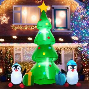 img 1 attached to 🎄 7Ft Green Christmas Tree Inflatable with LED Lights - Perfect for Indoor and Outdoor Party Decoration, Yard, Garden, and Lawn Décor, Featuring Gift Boxes, Penguins, and Star