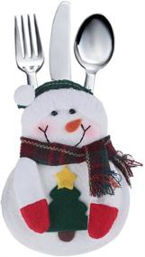 img 2 attached to 🎄 Deggod 8Pcs White Snowman Tableware Holders Set for Christmas Party Decorations and Xmas Dinner - Festive Knife and Fork Bags Covers for Thanksgiving, New Year - Elegant Table Decor Ornaments